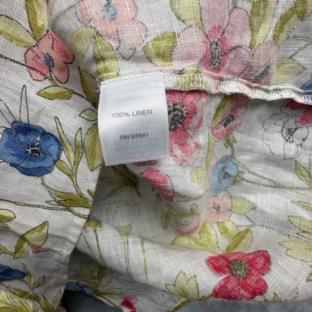 J. Jill Love Linen Floral Sleeveless Top M. Full Button Back Cottagecore Coastal - Picture 5 of 11
